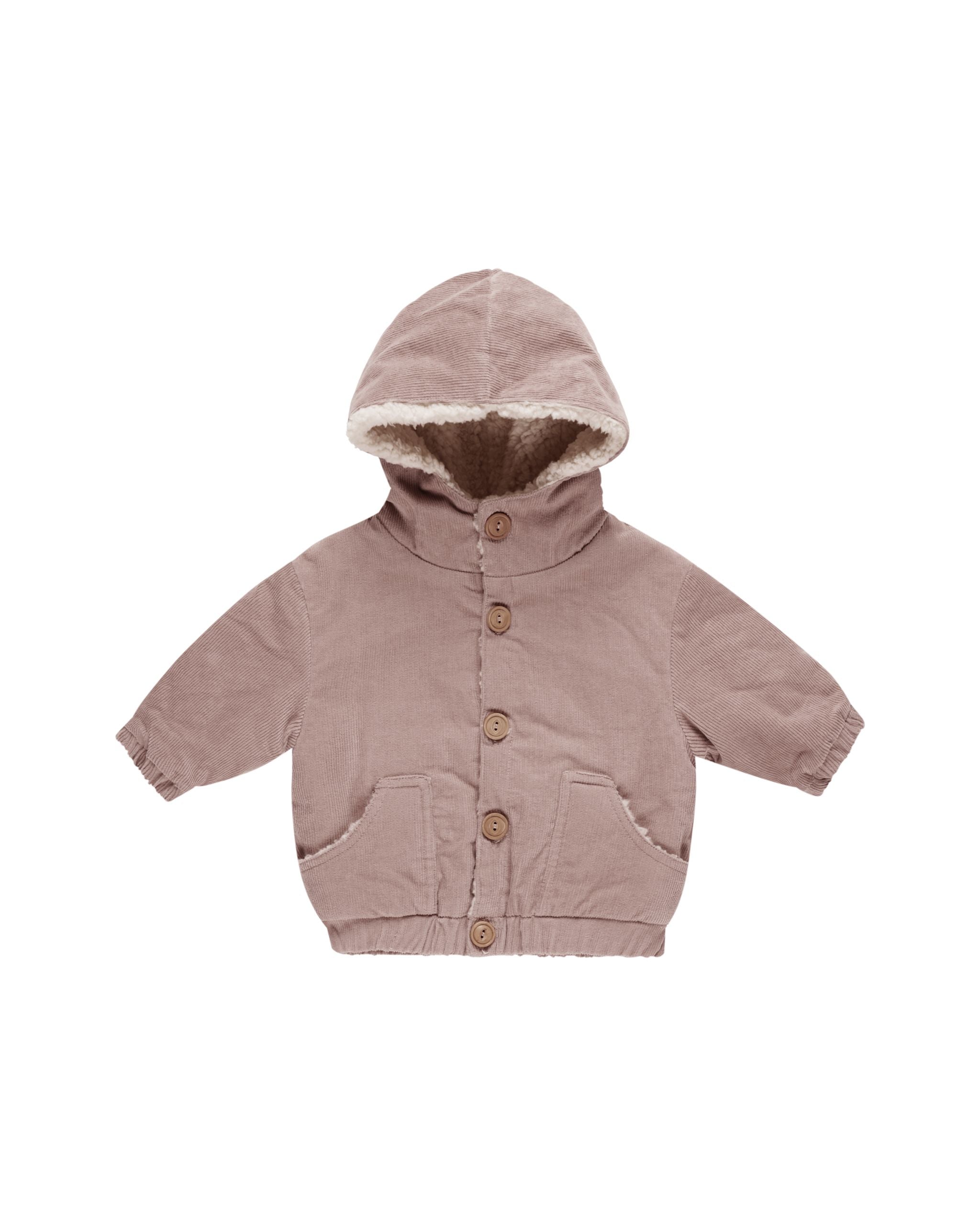 CORDUROY HOODED JACKET || MAUVE