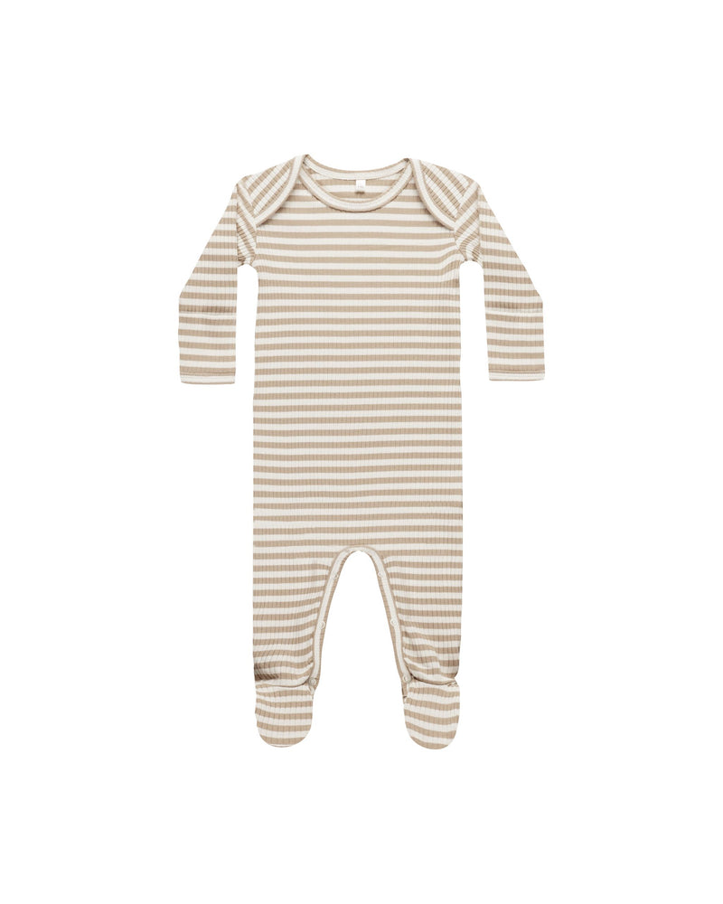 RIBBED FOOTIE || LATTE STRIPE