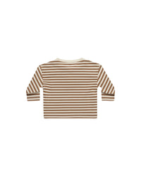 LONG SLEEVE HENLEY TEE || CINNAMON STRIPE