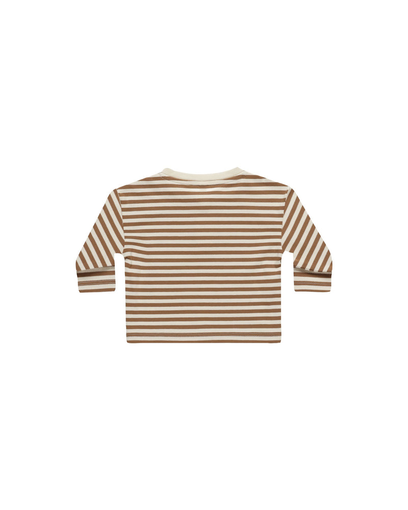 LONG SLEEVE HENLEY TEE || CINNAMON STRIPE