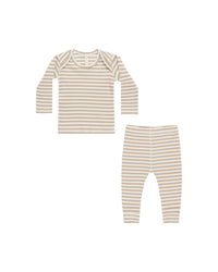 RIBBED TEE + LEGGING SET || LATTE STRIPE