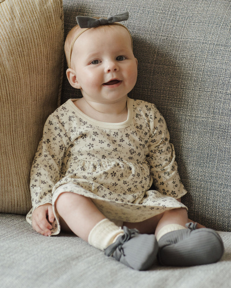 LONG SLEEVE BABY DRESS || BLUE FLORAL