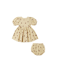 Waffle Babydoll Dress - Apples