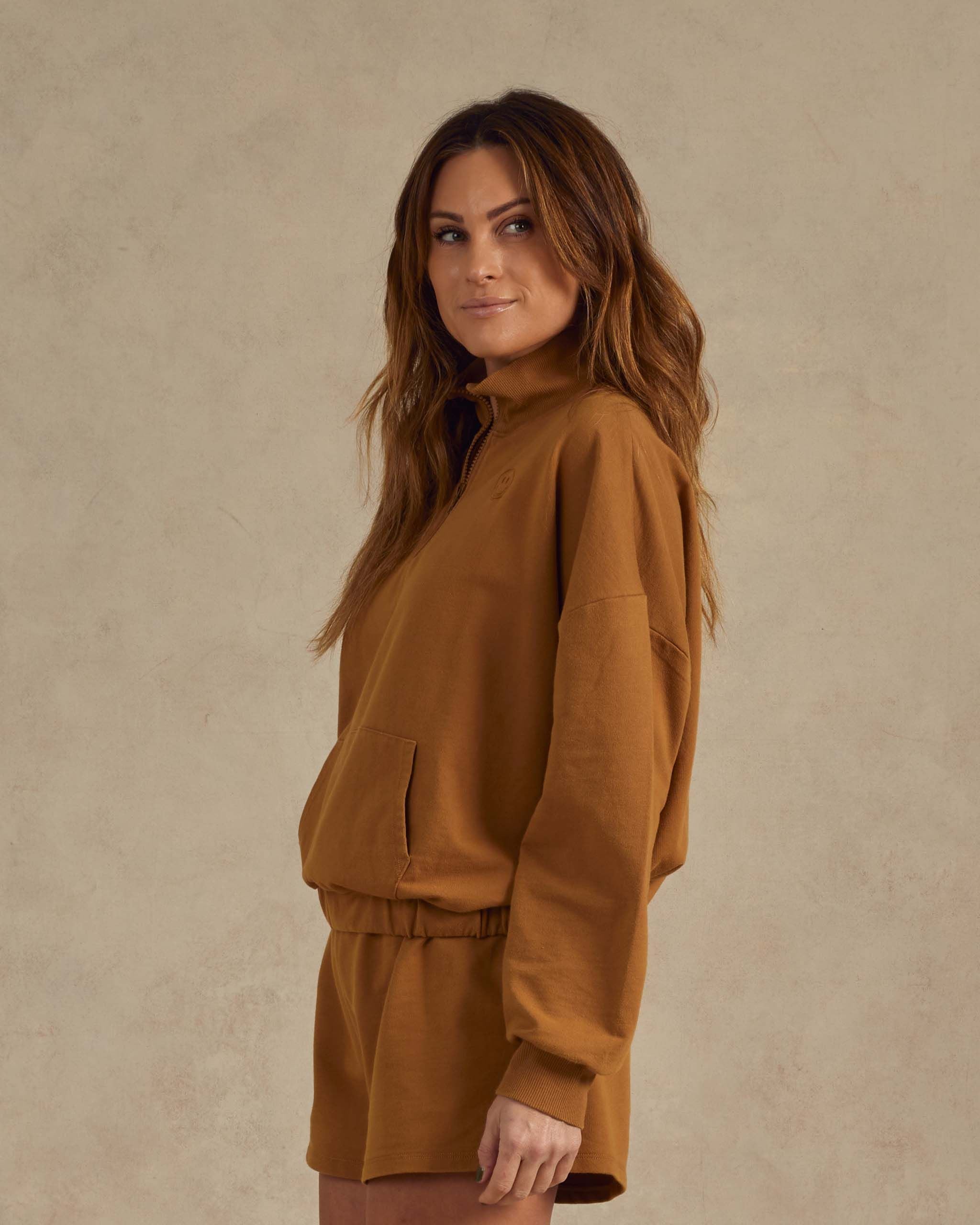 Women's Quarter Zip Pullover - Brass