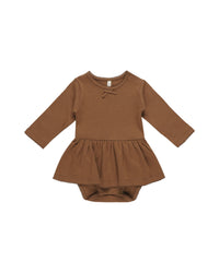 POINTELLE SKIRTED BODYSUIT || CINNAMON