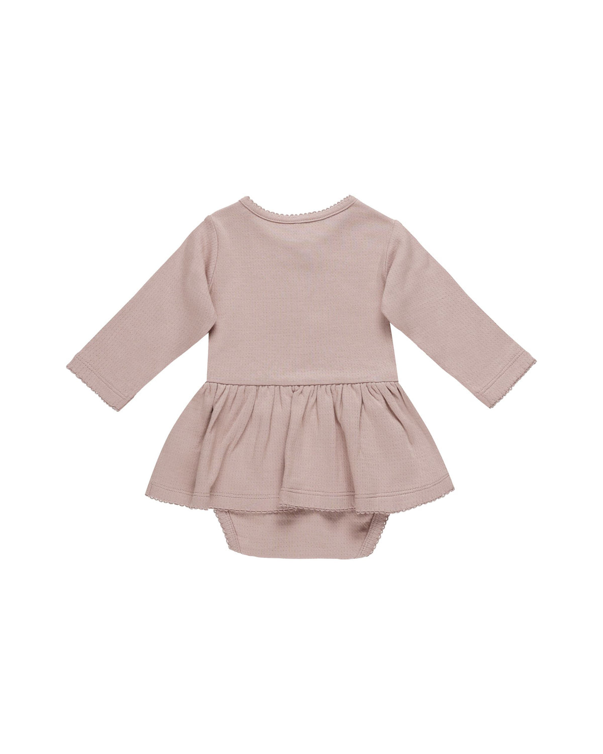 POINTELLE SKIRTED BODYSUIT || MAUVE