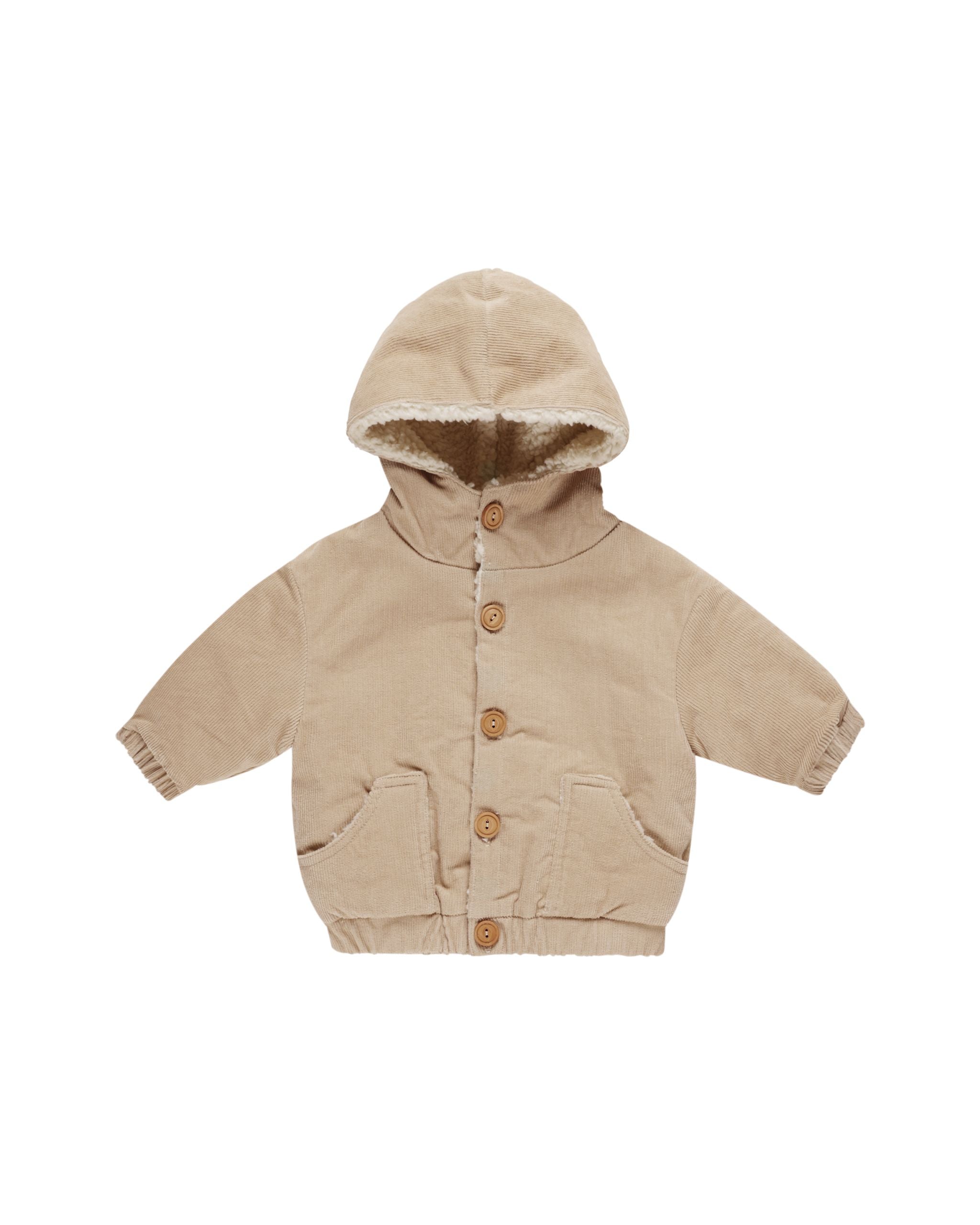 CORDUROY HOODED JACKET || LATTE