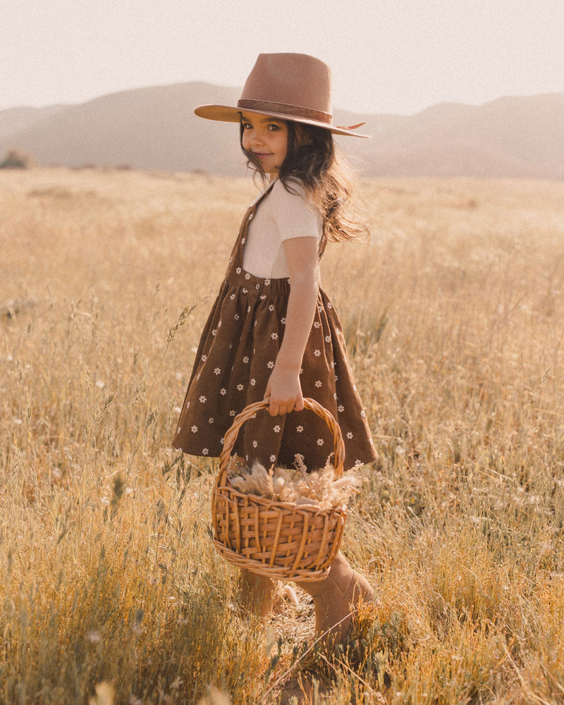 CORDUROY PINAFORE || FLORAL EMBROIDERY