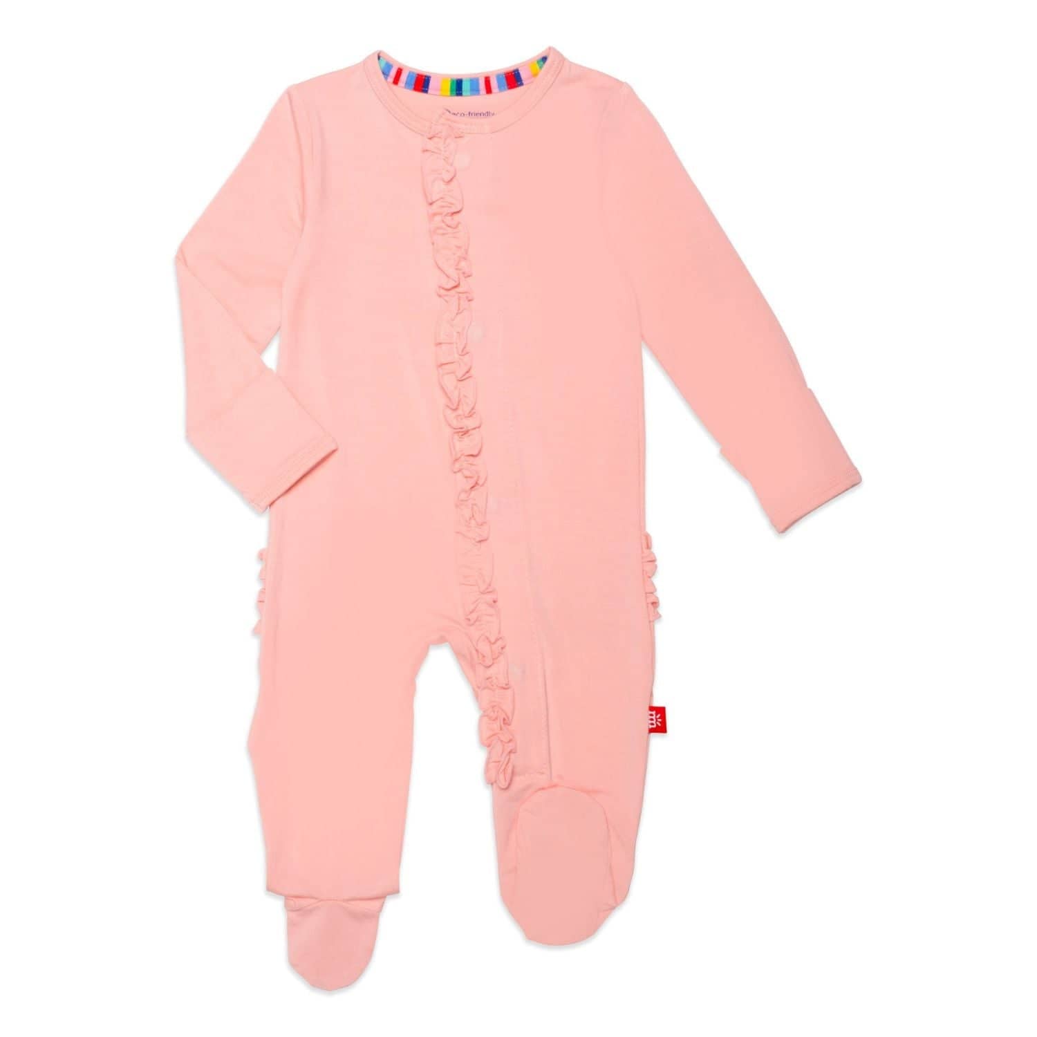 peach pop modal magnetic footie with ruffles