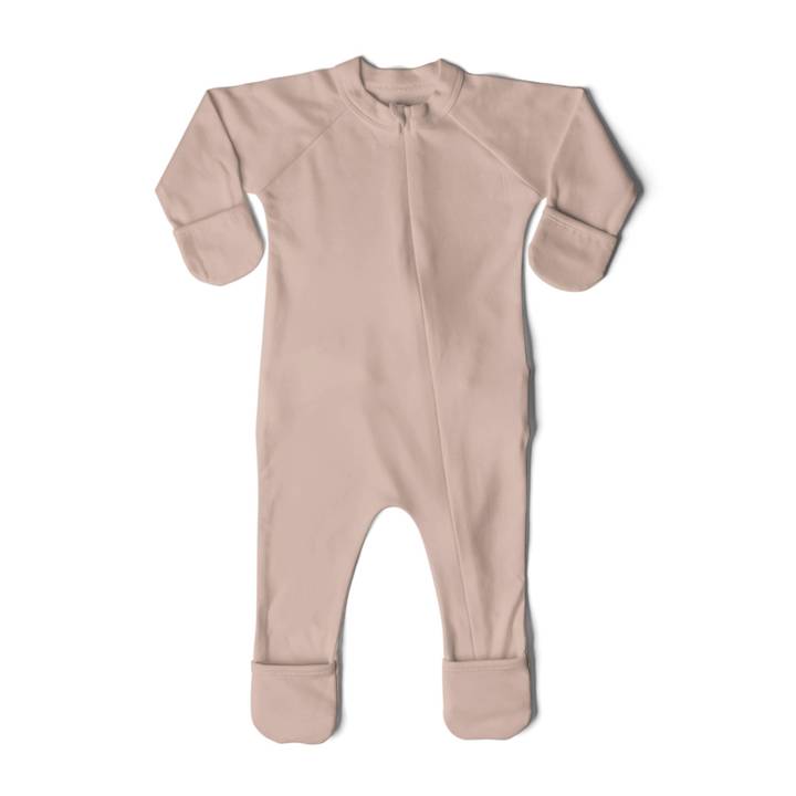 Goumikds Rose Bamboo Organic Cotton Sleep & Play Footie against white backdrop