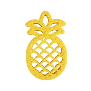 Itzy Ritzy pineapple silicone teether against white backdrop