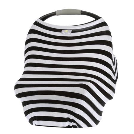 Itzy Ritzy black and white stripe mom boss against white backdrop