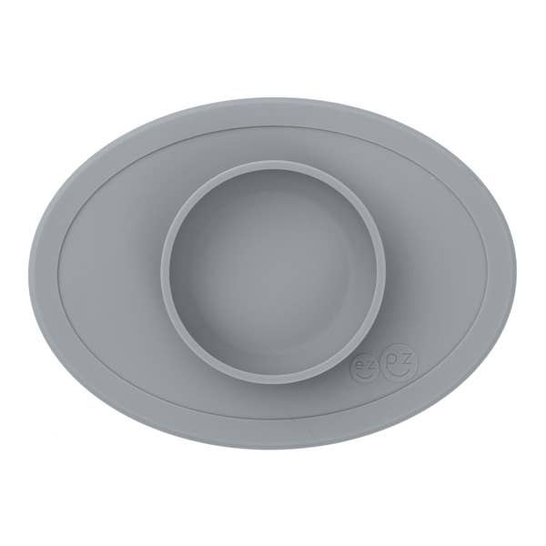 Ezpz grey tiny bowl against white backdrop