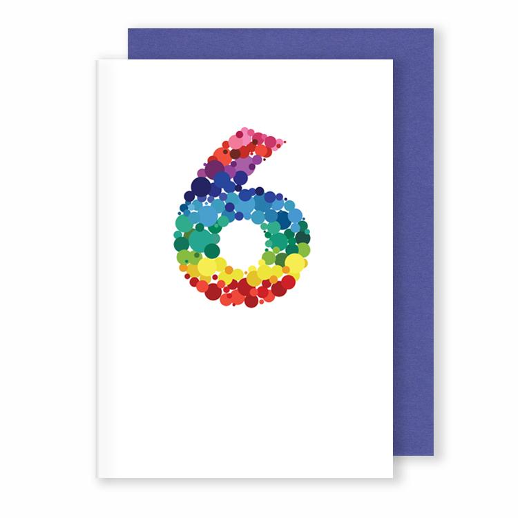 Mock Up Designs 6th birthday/Anniversary card against white backdrop