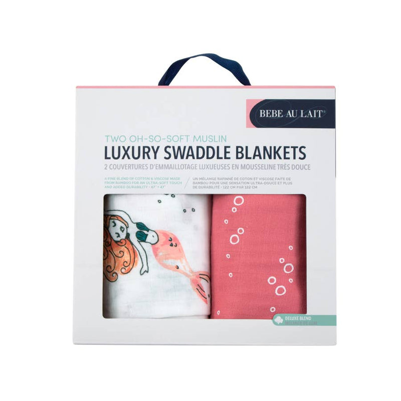Mermaid & Bubbles Oh-So-Soft Muslin Swaddle Blanket Set