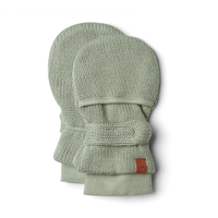 Goumikids ash organic cotton knit stay-on mitts against white backdrop