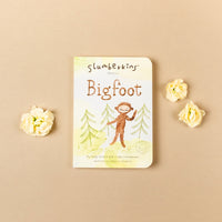 Slumberkins bigfoot board book against beige backdrop