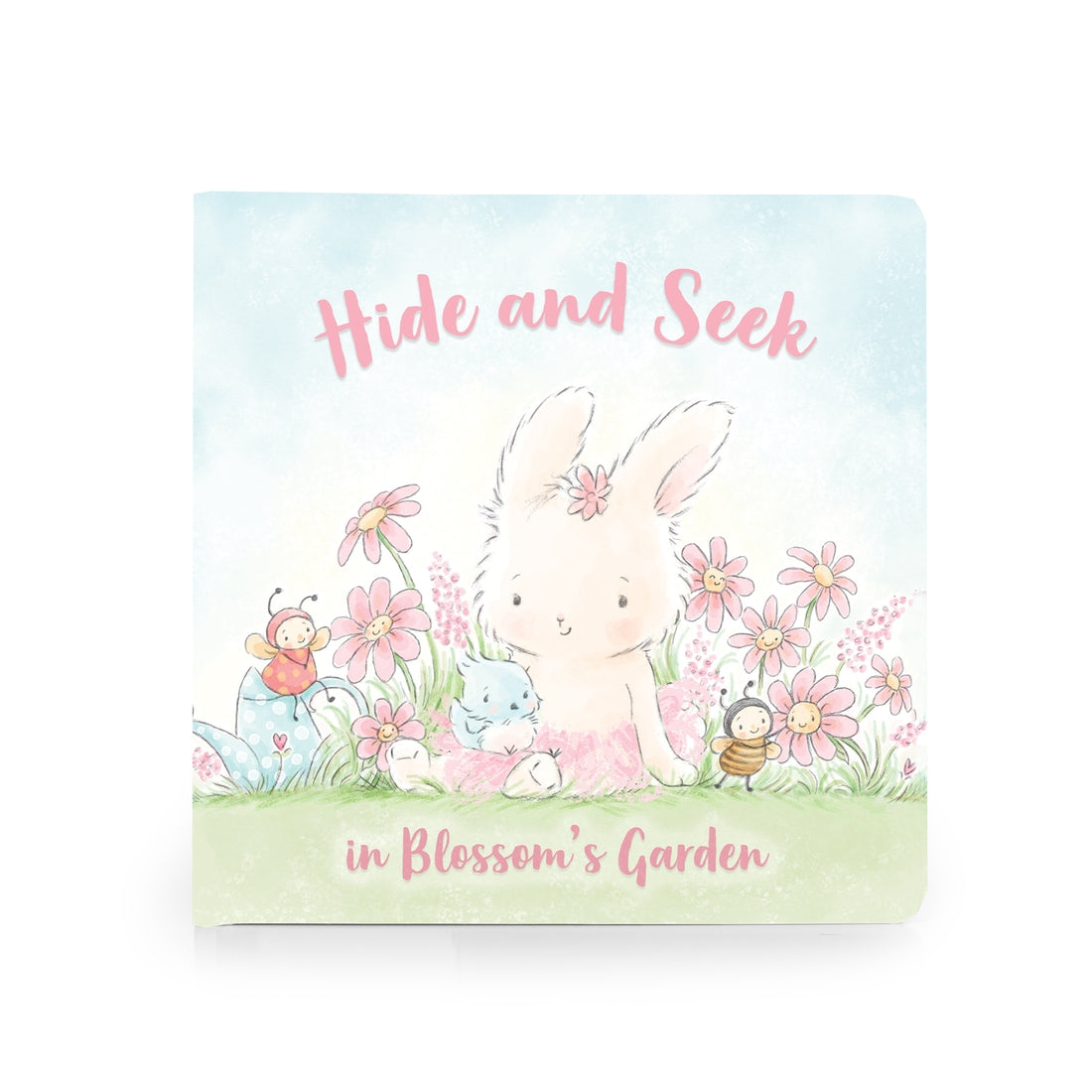Bunnies by the bay blossom's hide and seek book against white backdrop