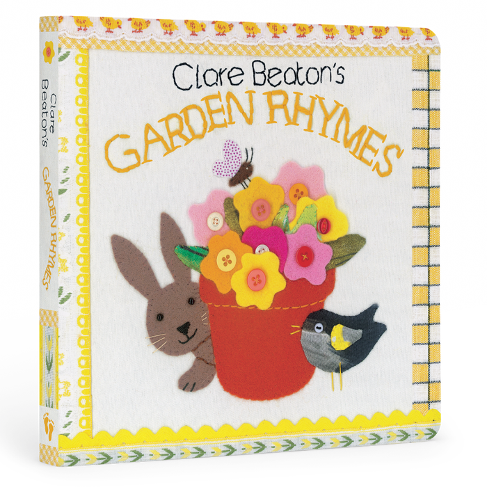 Clare Beaton's Garden Rhymes book against white backdrop