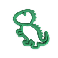 Itzy Ritzy dino silicone teether against white backdrop