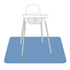 Bapronbaby dusty blue splash mat with highchair on it against white backdrop