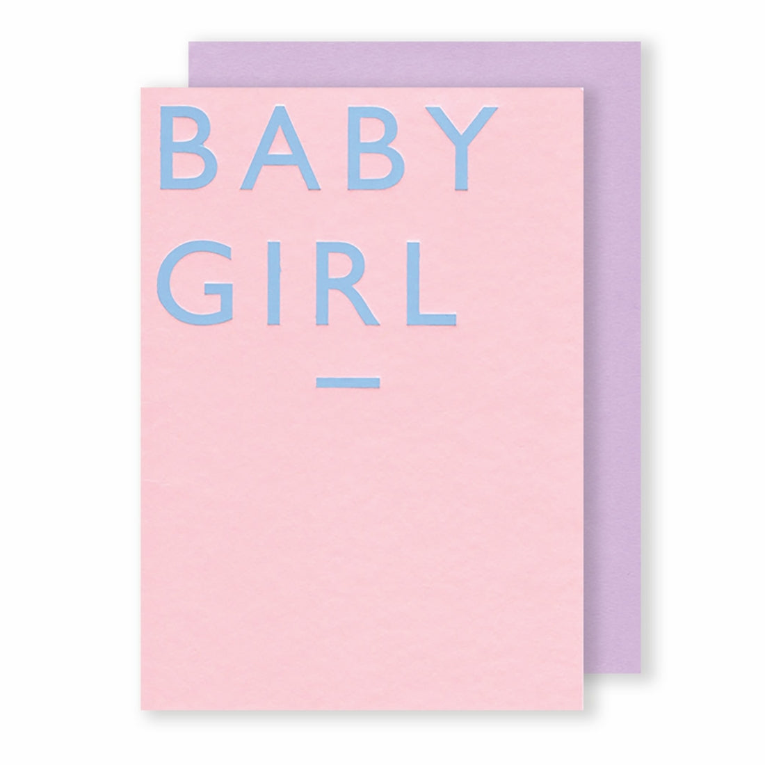 Mock Up Designs baby girl hand foiled card against white backdrop