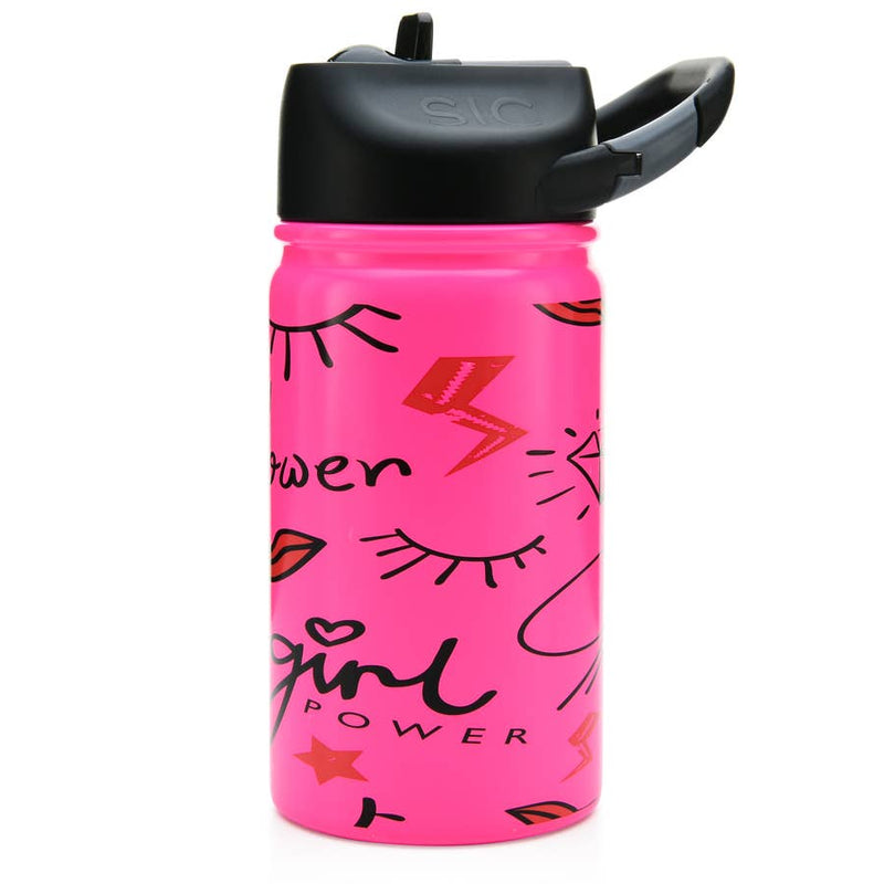 SIC Cups lil 12oz pink girl power cup against white back drop