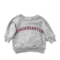 Portage and Main grey and maroon kindergarten sweatshirt against white backdrop