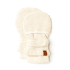 Goumikids milk organic cotton knit stay-on mitts against white backdrop