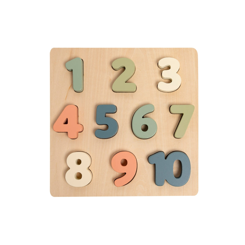 Pearhead wooden number puzzle against white backdrop