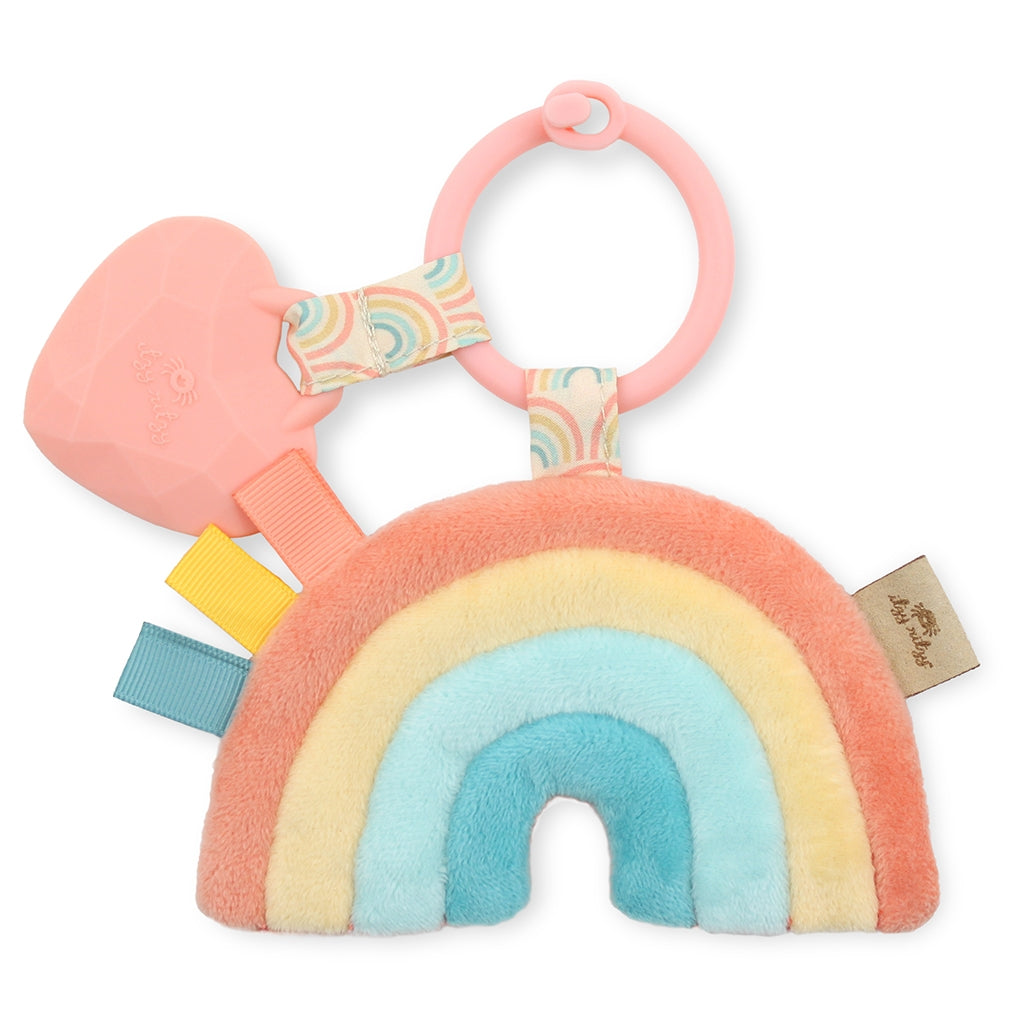 Itzy Ritzy rainbow itzy pal and teether against white backdrop