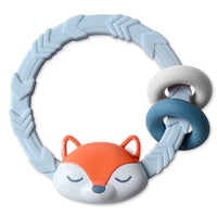Itzy Ritzy Fox cable ritzy rattle against white backdrop