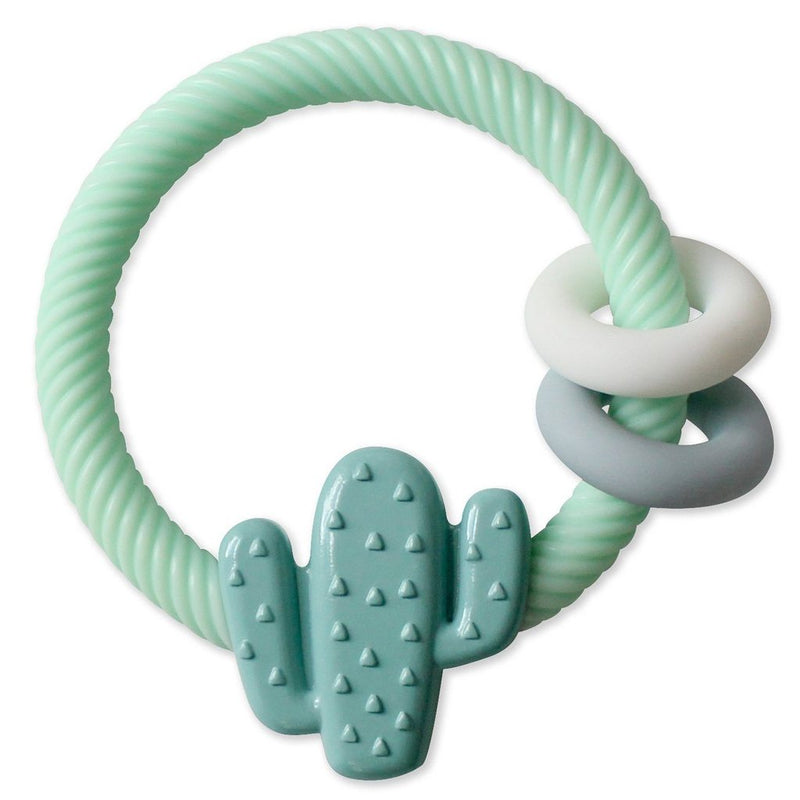 Itzy Ritzy cactus cable ritzy rattle against white backdrop
