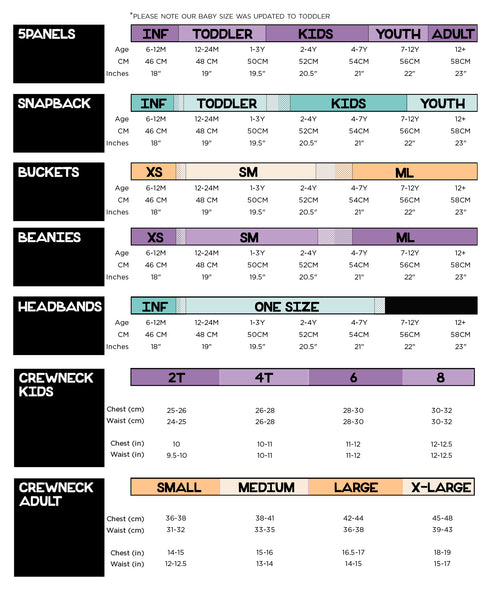 Headster kids size guide