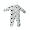 Bird & Bean's under the sea/whale zip up romper against white back drop 