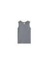 Quincy Mae Washed indigo ribbed tank top against white backdrop